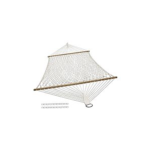 Sunnydaze Cotton Rope Hammock for Outside - 450-Pound Capacity Indoor or Outdoor Hammock with Spreader Bars - Natural $43.99