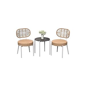GarveeLife 3 Piece Wicker Patio Bistro Furniture Set - $52.99 + free ship w/ Prime