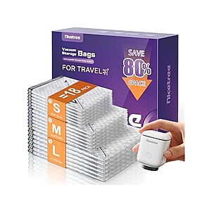 18-Pack Nicetree Travel Vacuum Storage Bags w/ Rechargeable Pump (3 Sizes) $21.99 + Free Shipping w/ Prime or $6 Fee per Order