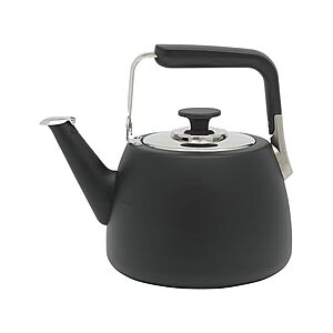 $24.99 | Sur La Table 2-Quart Stainless Steel Tea Kettle w/ Whistle (Matte Black) at Woot!