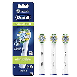 [SnS] $15.14 | 3-Count Oral-B FlossAction Electric Toothbrush Replacement Brush Heads Refill (White) at Amazon