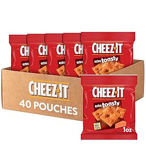 [SnS, AC] $7.67* | 40-Pk 1-Oz Cheez-It Cheese Baked Snack Crackers (Extra Toasty) at Amazon