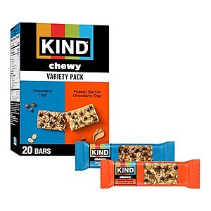 [SnS] $6.75 | 20-Count 0.81-Oz KIND Chewy Granola Bars (Chocolate Chip/Peanut Butter Chocolate Chip) at Amazon