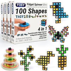 TOSY 16-Block 3-in-1 Magnetic Fidget Spinner, Infinity Cube & 2x2 Puzzle Cube Set w/ UV Flashlight (Glow) $15.19 + Free Shipping w/ Prime or on $35+