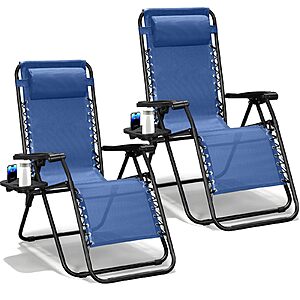 MAKE CHANGES Zero Gravity Chairs Set of 2, Adjustable Lounge Chair Outdoor Recliner, Folding Reclining Lawn Chair, various colors, from $59.99
