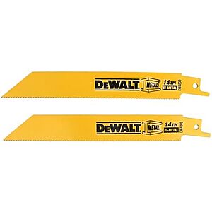 $3.95* | 2-Pack DEWALT Reciprocating Saw Blades, Straight Back, 6-Inch, 14 TPI, (DW4808-2) at Amazon