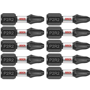10-Pack BOSCH 1" Phillips/Square #2 Impact Tough Screwdriving Insert Bits $4.21 + Free Shipping w/ Prime or on $35+