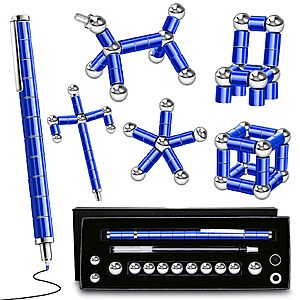Magnetic Fidget Gel Pen w/ Metal Tubes, Connector Balls & Stylus (Blue) $6.98 + Free Shipping w/ Prime or on $35+