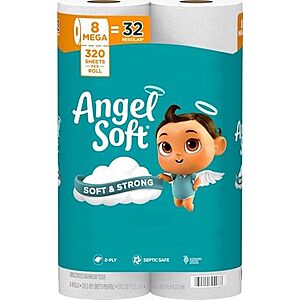 $5.99* | 8-Pack Angel Soft Mega Rolls Toilet Paper (320 Sheets Per Roll) at Amazon