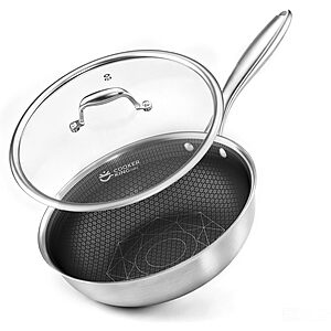 COOKER KING 11" Hybrid Wok Pan with Lid, Nonstick Deep Skillet for Stir-Fry $29.99