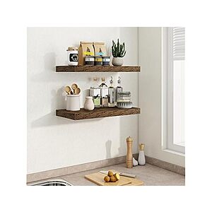 2-Pack 24" Floating Wall Shelves (9.3" Deep, Rustic Brown) $22.99 + Free Shipping w/ Prime