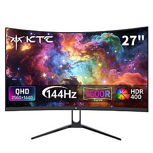 KTC H27S5C 27" QHD 144Hz 1500R Curved Gaming Monitor HDR400 $82 + Free Shipping