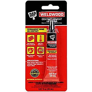 [NEW, AC] $2.99 | 0.67-Oz DAP Weldwood Original Contact Cement (Tan) at Amazon