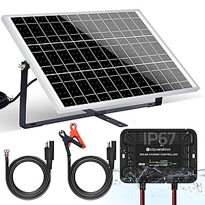 ECO-WORTHY 25W 12V Solar Panel Maintainer Kit w/ IP67 Waterproof 4A PWM Charge Controller & Adjustable Mount $39.95 + Free Shipping
