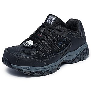 Skechers Men's Cankton Slip-in Steel Toe Lace Up Workplace Safety Shoe (Black/Charcoal) (Meets ASTM F2413 Impact and Compression Standards)  $48.99 + Free Shipping