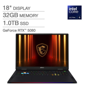 MSI Raider 18 HX 18" Gaming Laptop - Intel Core Ultra 9 285HX - NVIDIA RTX 5080 - 2560x1600 - Windows 11 - 32GB RAM - 1TB SSD $2499.99