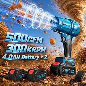 UNTIMATY 500 CFM Cordless Leaf Blower for Lawn Care 300K RPM for $25.99 @Walmart