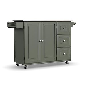 53.5" Homestyles Mobile Kitchen Island Cart w/ Stainless Steel Top (Sage Green) $54 + Free Shipping