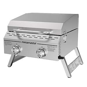 $99.73: Megamaster 2-Burner Portable Gas Grill, 16,000 BTU, Stainless Steel, Foldable Legs at Walmart.com