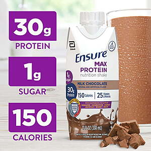 $27.97 BOGO after $27.97 Walmart Cash Ensure Max Protein Shake, 30g Protein, VARIOUS 11 fl oz, 12 Pack