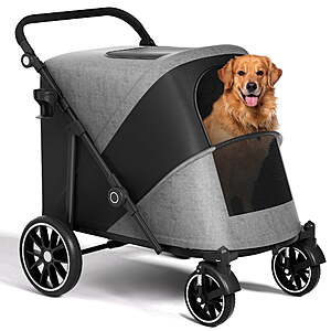 Zoolike XL Dog Stroller, Dual Access 4 Wheel Extra Large Pet Cage Foldable Travel Jogging Carriage Stroller for 2 Dogs,Max 200 Lbs $118.69