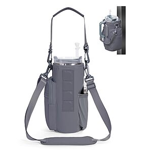 sportsnew Magnetic Anti-Tip Crossbody Water Bottle Tumbler Holder w/ Phone Pocket  Adjustable Strap (Various, Up to 40-Oz) from $8.99 + Free Shipping w/ Prime or on $35+