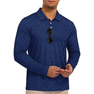ZITY Men's UPF 50+ Long Sleeve Golf Polo Shirt (Various) $7.49 + Free Shipping w/ Prime or on $35+