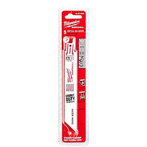 Milwaukee 6" L Reciprocating Saw Blade, 10 TPI (5 Blades) $7.13 + Free S&H w/ Prime or $35+