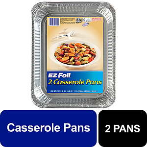 EZ Foil Disposable Casserole Pans, 11.75 x 9.25 in., 2 Count $3.66