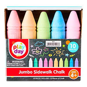 10-Ct Play Day Jumbo Multicolor Sidewalk Chalk $1.50 + Free S&H w/ Walmart+ or on $35+