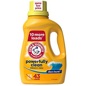 ARM & HAMMER LAUNDRY DETERGENTS (Liquid) 25-43 Loads $3.84, get $2 Walmart Cash