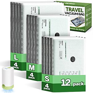 Amazon – Wfiia 12-Pack Travel Vacuum Storage Bags w/ Rechargeable Pump - $12.99 w/ Code