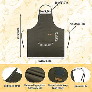 $9.89 FS WALMART+ by AOWOO UNISEX 2 Pack Grilling or Kitchen Apron, Adjustable Waterdrop Resistant Apron with 3 Pockets,