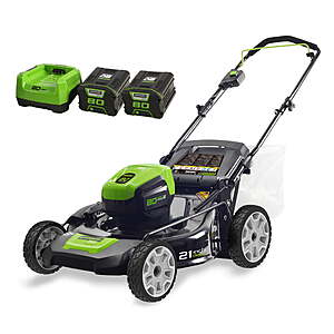Greenworks 80V 21" Battery Powered Push Walk-Behind Mower + Two 2.0Ah Batteries & Charger $400 + Free Shipping