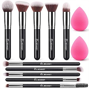12-Piece BEAKEY Makeup Brush Set w/ 2 Blending Sponges $4.87 + Free Shipping w/ Prime or on $35+