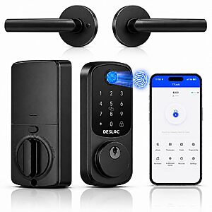 DESLOC B200 8-in-1 Fingerprint Smart Lock with 2 Elegant Round Lever Handles $47.99
