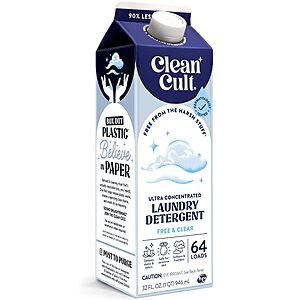 32-Oz Cleancult Ultra Concentrated Liquid Laundry Detergent (64-Load, Fragrance Free) $7.30 w/ S&S + Free Shipping w/ Prime or on $35+