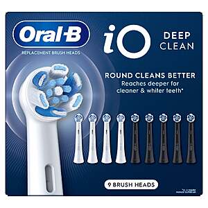Oral-B iO Deep Clean Replacement Toothbrush Head, 9-count $43.99 + $2.99 Shipping Costco.com