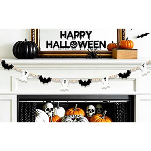 Amazon – 5.7-Ft Wooden Ghost, Bat & Bead Halloween Garland - $6.49 w/ Code