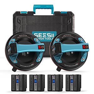 2-Count 8" SEESII 600-Lb Electric Suction Cups w/ Digital Displays, 4 x 2400mAh Batteries & Storage Case $44.99 + Free Shipping