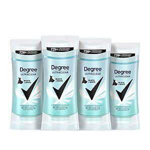 4-Pack 2.6-Oz Degree Women UltraClear Black+White Antiperspirant Deodorant Stick (Fresh) $10.65 w/ S&S + Free Shipping w/ Prime or on $35+