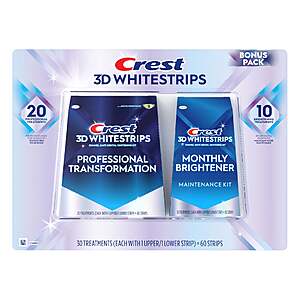 Crest 3D Whitestrips 20 Professional Treatments with 10 Bonus Brightening Treatments $32.99 Free Shipping Costco.com