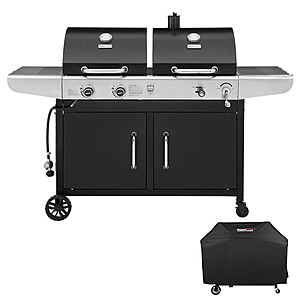 2-Burner Propane Gas and Charcoal Combo Grill with Cover, Black $399.99