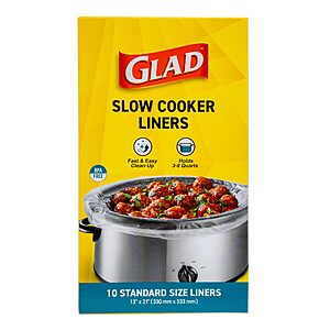Glad Slow Cooker and Crockpot Liners, 13 x 21 In, 10 Count, w/S&S $5.2