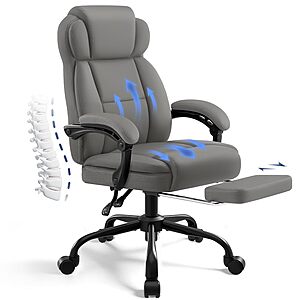 AreShark PU Leather Executive Office Chair w/ Footrest & Linkage Armrests (Gray or Khaki) $80 + Free Shipping