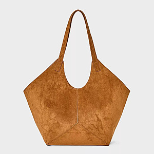Women's Slouchy Faux Suede Tote Handbag Universal Thread Tan $17.50 + Free Shipping
