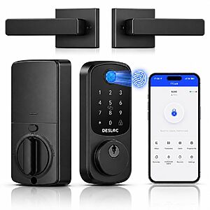 DESLOC B200 Fingerprint Smart Lock with 2 Lever Handles Set,Front Door Lock $48 + Free Shippinh