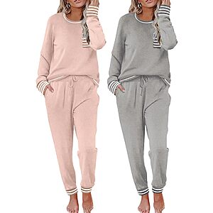 2-Pack Ekouaer Women's Long Sleeve Scoop Neck Lounge Set (Various) $19.99 ($9.99 each)+ Free Shipping w/ Prime or on $35+
