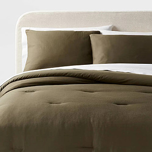 Threshold 3-Piece King Washed Cotton Sateen Comforter and Sham Set (Olive Green) $35.60 + Free Shipping