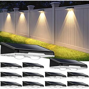 12-Pack Brightever 80-Lumen Black Solar Fence Lights w/ 3 Modes (3000K/5000K/6500K) $17 + Free Shipping w/ Prime